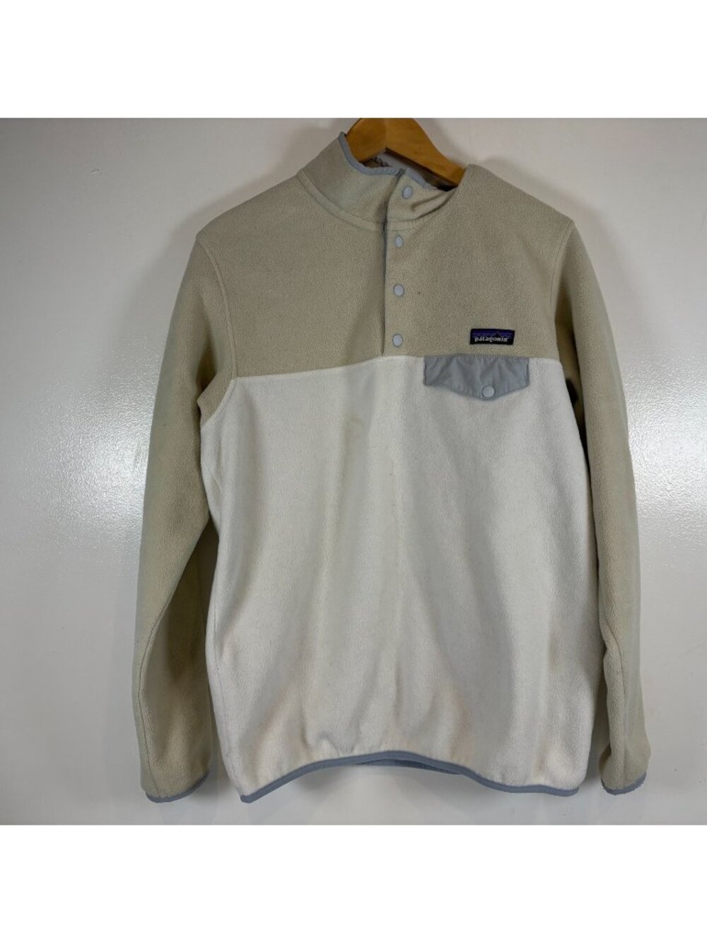 Patagonia Synchilla Snap T Fleece Jacket Womens Size L Brown White Pullover